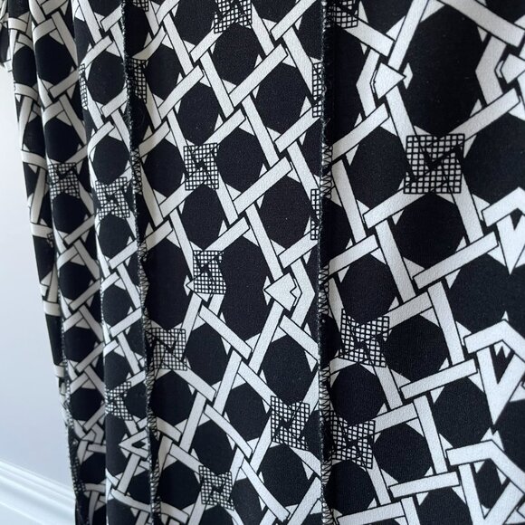 Haani Fit and Flare Panel Dress with Belt. Black & White. PXL Plus Size - Picture 7 of 11